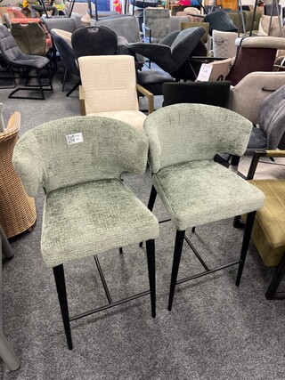 2x Barkruk Indigo Richmond, geweven, Fusion groen